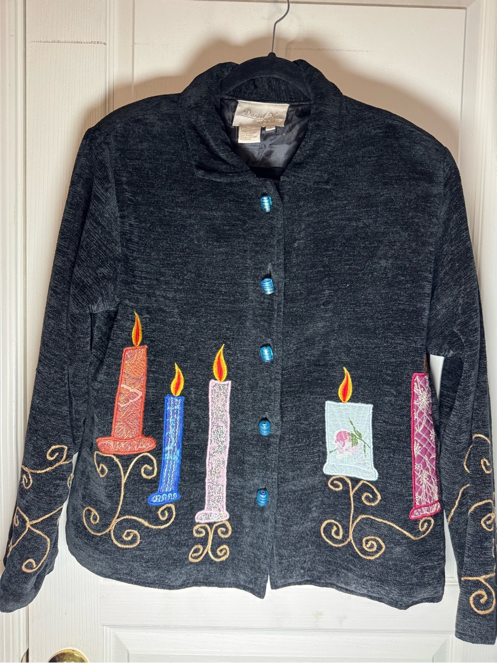 Daniel K Candle New York Embroidered Festive Holiday Jacket Women’s Large Lined